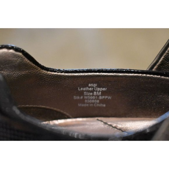 Women's ASGI Black Leather Mary Jane 3in Cone Heel 8M - Picture 12 of 12